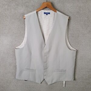 Gioberti Vest Mens XXL Light Gray Formal Suit Adjustable Back Polyester Blend